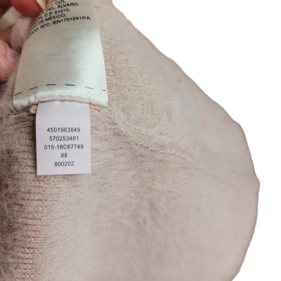 Chicos Furry Sweater Cardigan 0 S/4 Women Cream Open Front Eyelash Short Sleeve - Picture 10 of 11